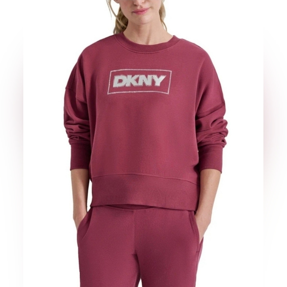$60 DKNY Womens Rhinestone Crewneck Pullover Sweatshirt